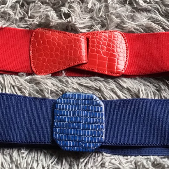 2 Vintage Belts.VTG Elastic Croc Print Buckle - Picture 1 of 7